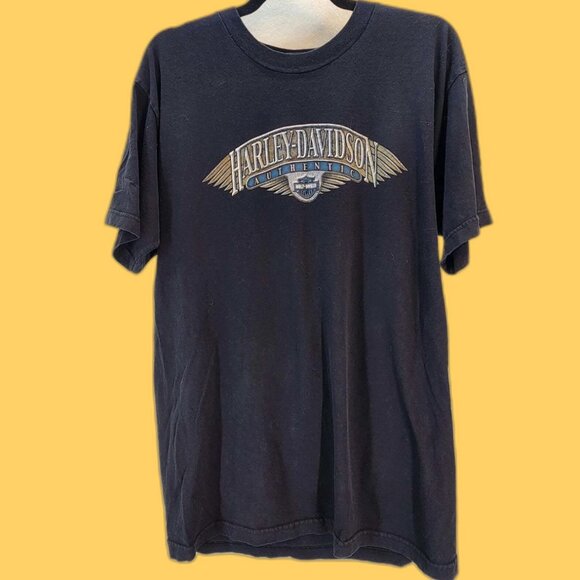 Harley-Davidson Other - Vintage Harley-Davidson 2004 Black Graphic T-Shirt Large Biker Tee Grunge Y2K